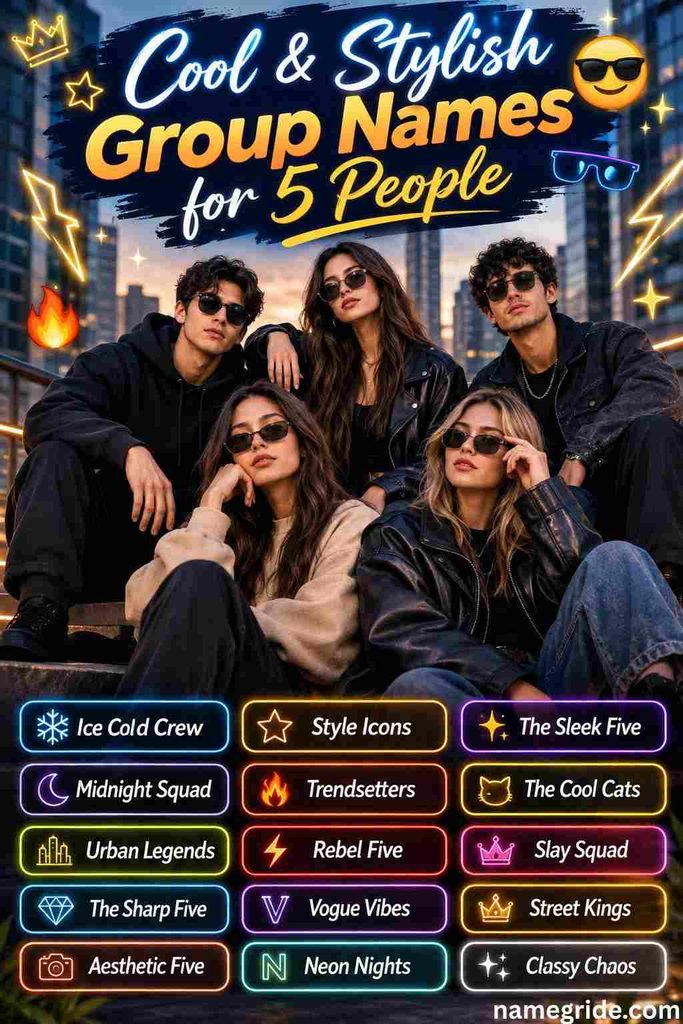 Cool  Stylish Group Names for 5 People
